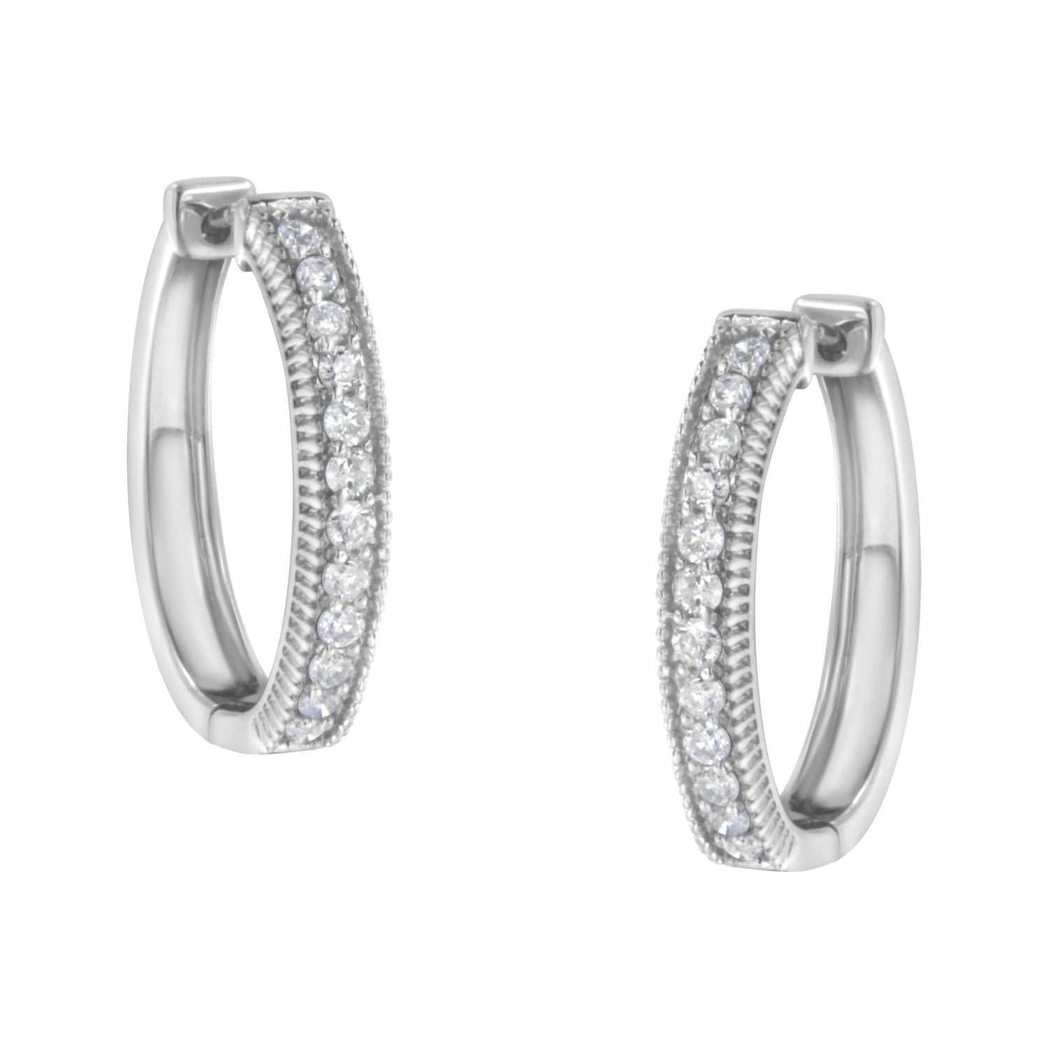10KT White Gold Diamond Hoop Earring (1.00 cttw, H-I Color, I1-I2 Clarity) by Bids.com