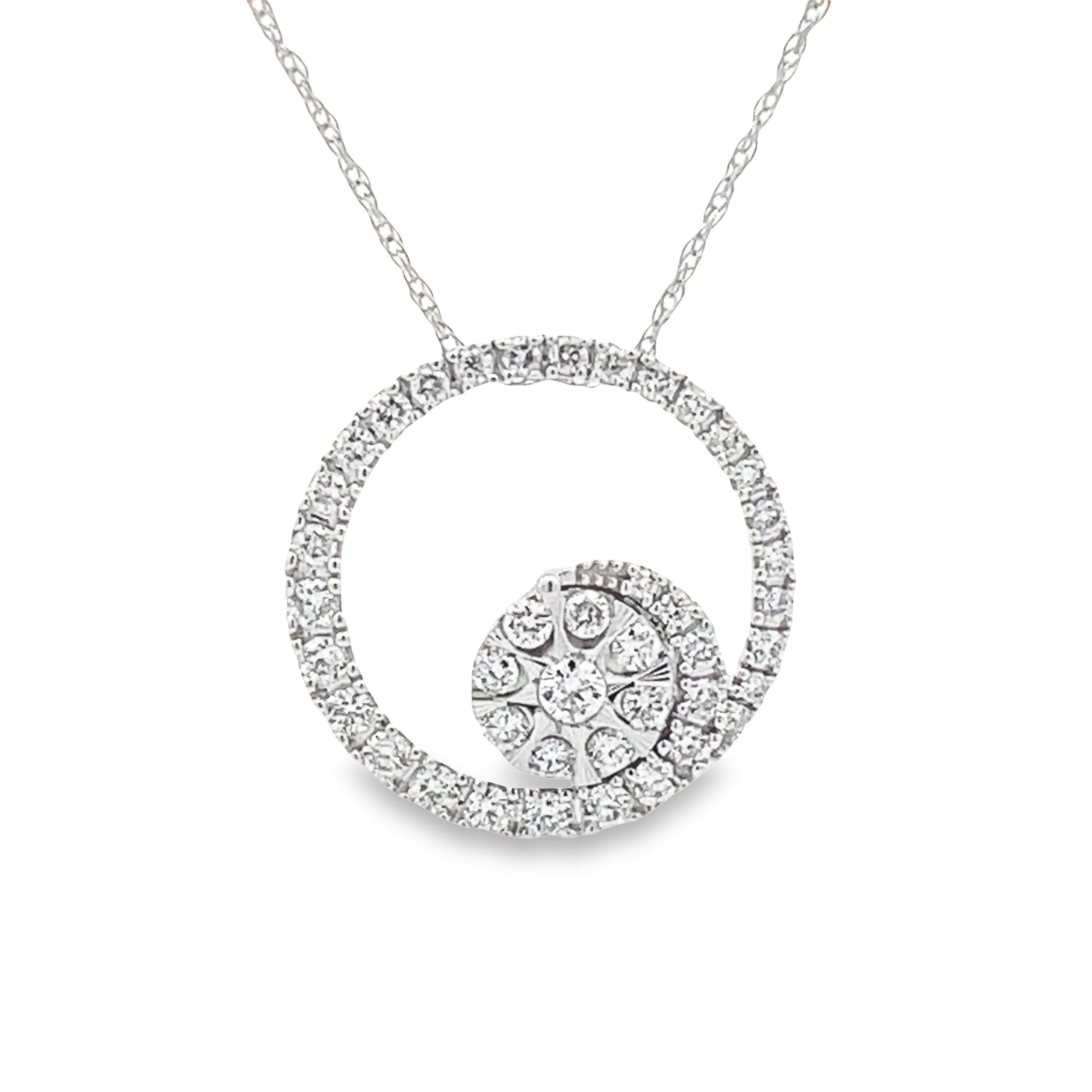 .50ct Diamond Circle of Love Pendant 14KT White Gold by Bids.com