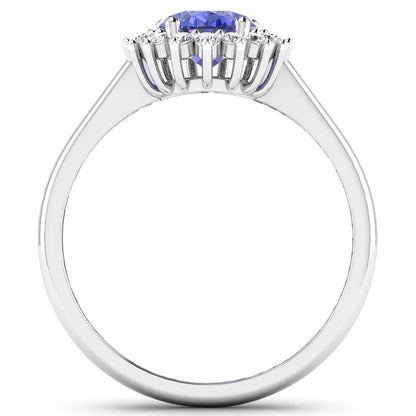 1.92 Carat Genuine Tanzanite and White Diamond 14K White Gold Ring by Bids.com