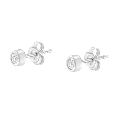10K White Gold 0.15 Cttw Round Brilliant-Cut Near Colorless Diamond Bezel-Set Stud Earrings (H-I Color, I1-I2 Clarity) by Bids.com