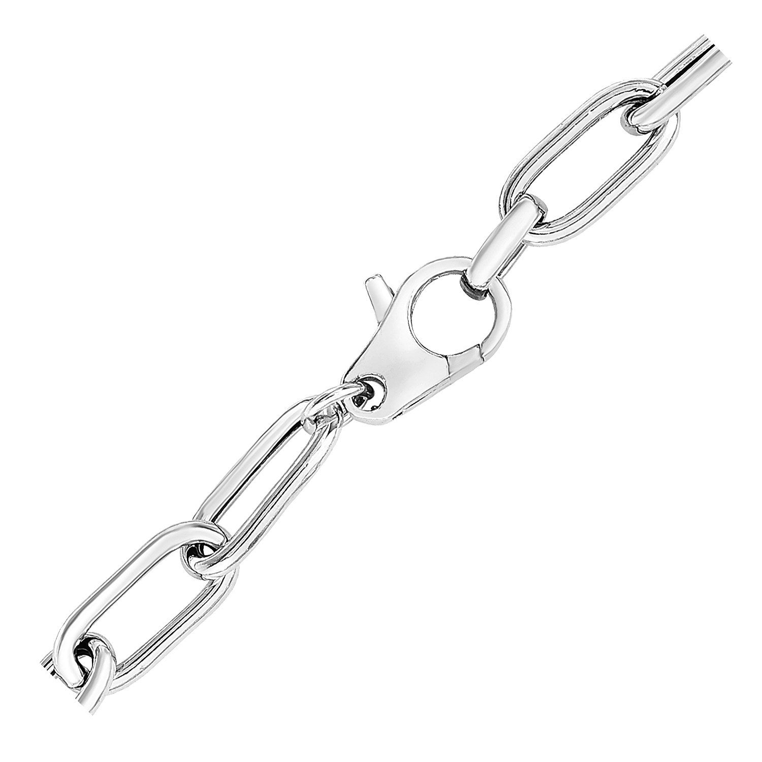 Sterling Silver Wide Paperclip Chain Bracelet by Bids.com