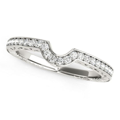 14k White Gold Prong Set Curved Wedding Band (1/8 cttw) by Bids.com