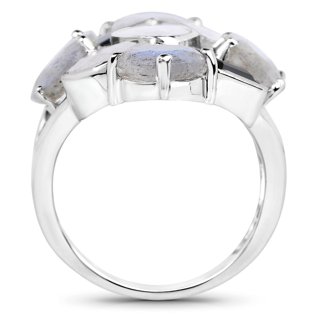 10.30 Carat Genuine White Rainbow Moonstone, Labradorite And Black Onyx .925 Sterling Silver Ring by Bids.com