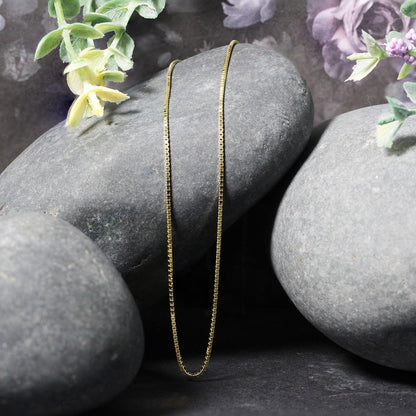 18k Yellow Gold Classic Box Chain (0.85 mm)  DestGlow
