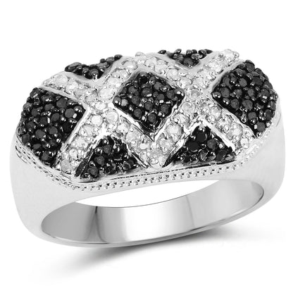 0.61 Carat Genuine Blue Diamond and White Diamond .925 Sterling Silver Ring by Bids.com