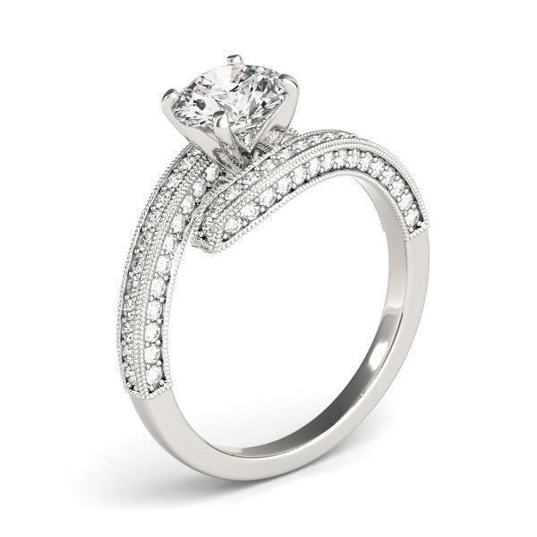 14k White Gold Round Diamond Bypass Style Engagement Ring (1 1/2 cttw) by Bids.com