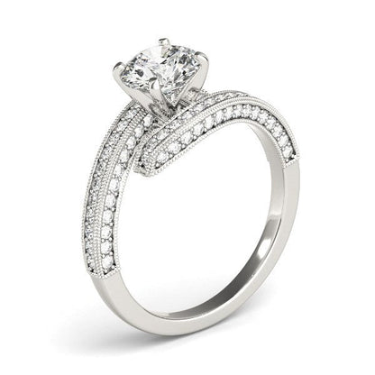 14k White Gold Round Diamond Bypass Style Engagement Ring (1 1/2 cttw) by Bids.com