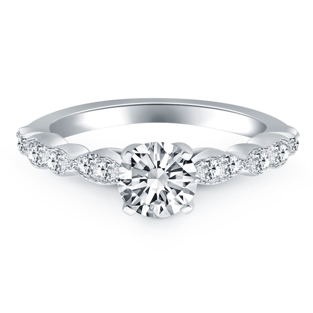 14k White Gold Fancy Shaped Diamond Engagement Ring by Bids.com