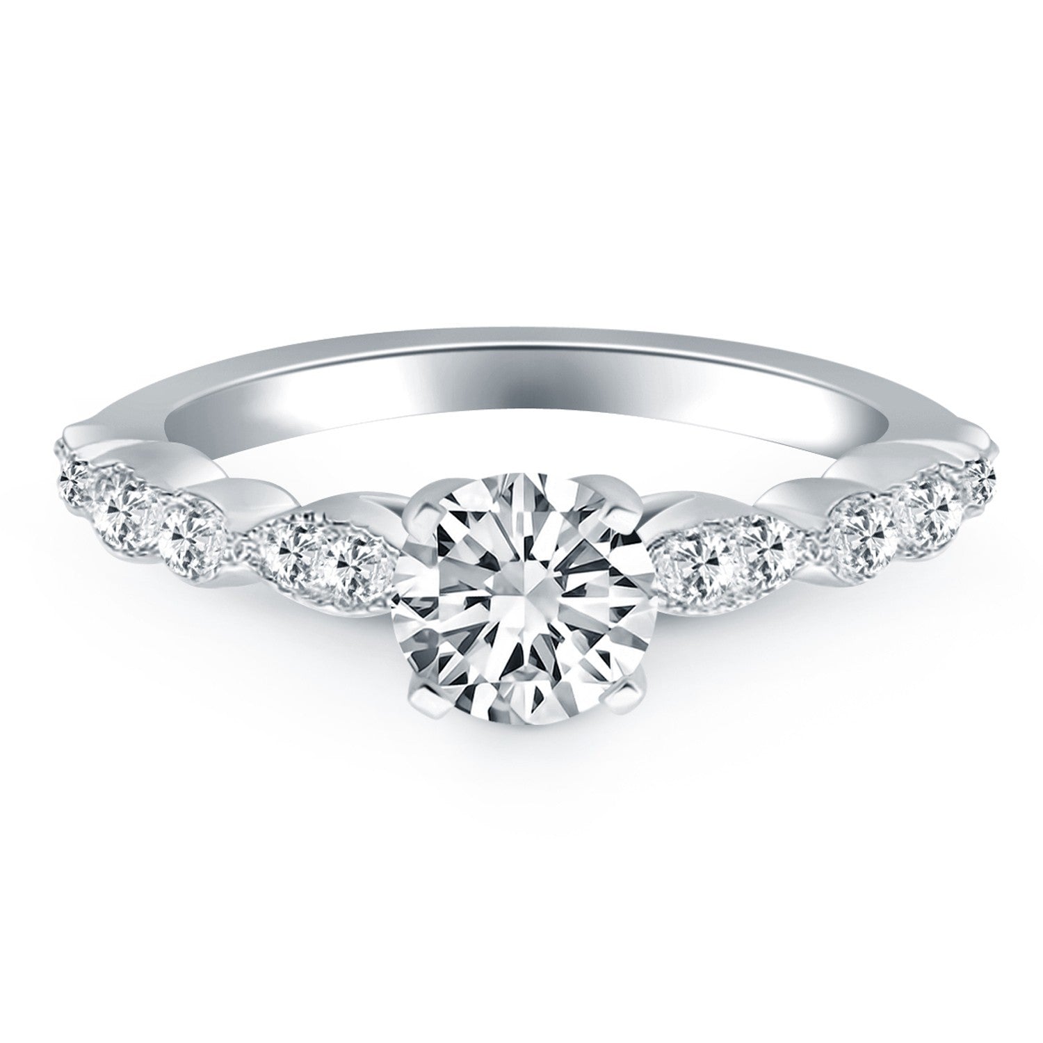 14k White Gold Fancy Shaped Diamond Engagement Ring by Bids.com
