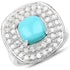 2.80 Carat Genuine Turquoise and White Diamond .925 Sterling Silver Ring by Bids.com