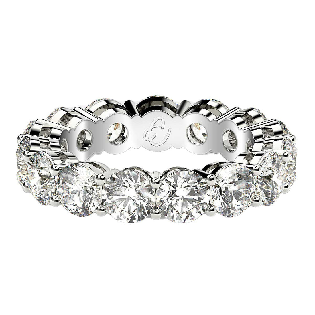 Round Cut Lab Grown Diamond Eternity Ring in 14k White Gold (5 cttw FG/VS2)  DestGlow