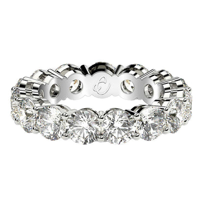 Round Cut Lab Grown Diamond Eternity Ring in 14k White Gold (5 cttw FG/VS2)  DestGlow