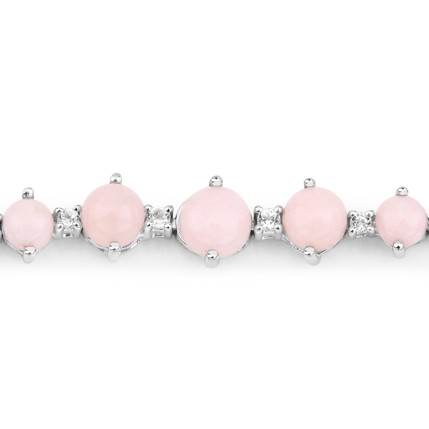 5.50 Carat Genuine Pink Opal and White Topaz .925 Sterling Silver Bracelet  DestGlow