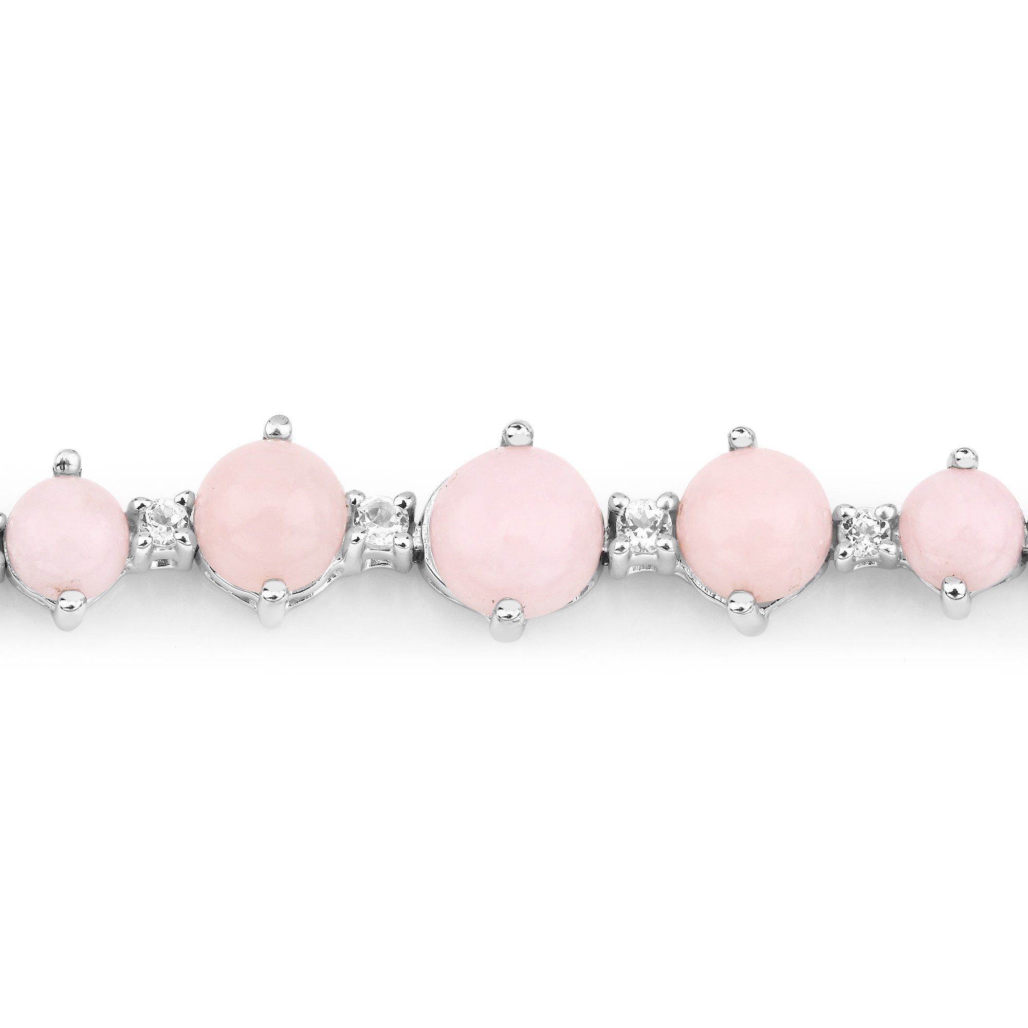5.50 Carat Genuine Pink Opal and White Topaz .925 Sterling Silver Bracelet  DestGlow