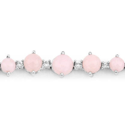 5.50 Carat Genuine Pink Opal and White Topaz .925 Sterling Silver Bracelet  DestGlow