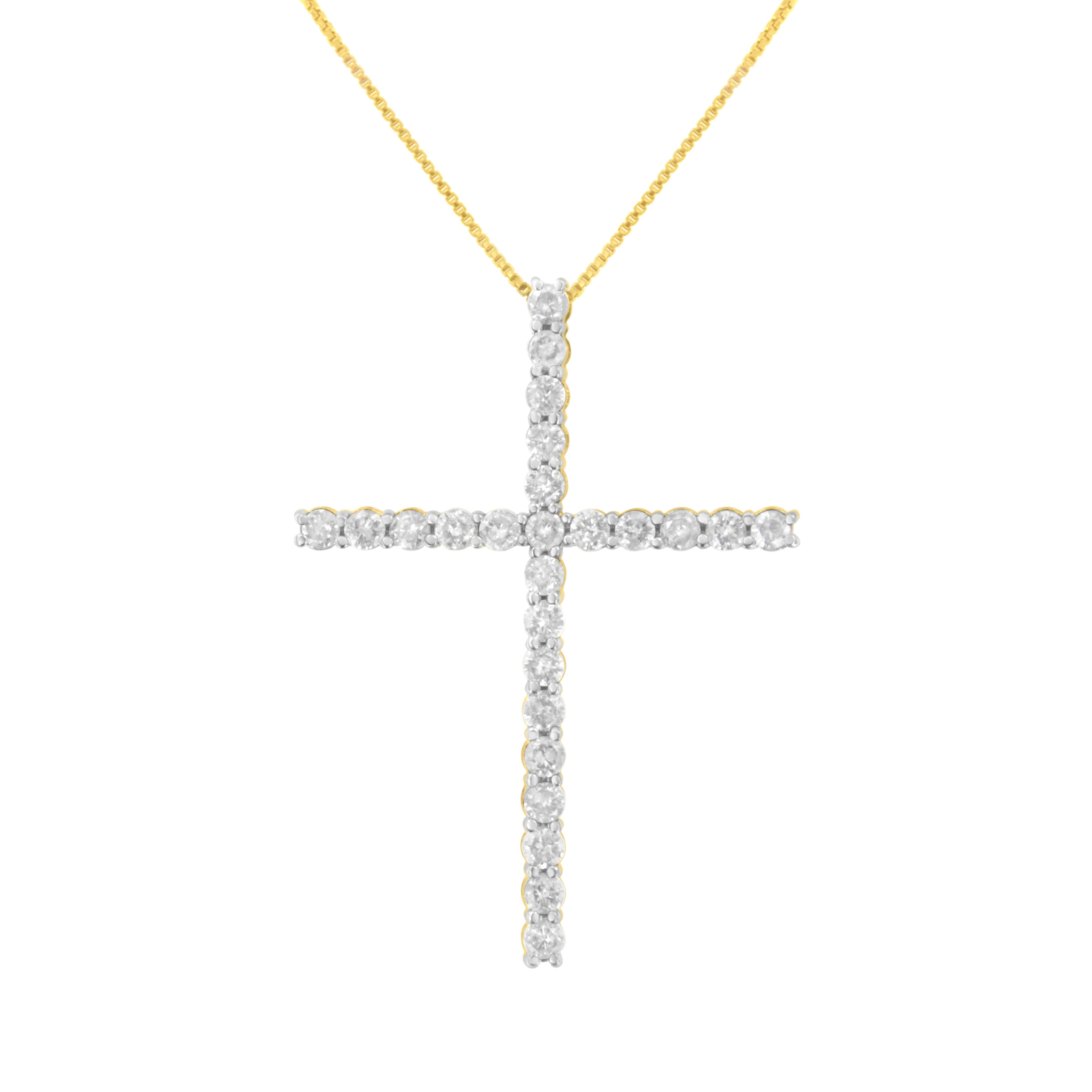 .925 Sterling Silver 2 1/2 cttw Diamond Cross Pendant Necklace (H-I, I2-I3) by Bids.com