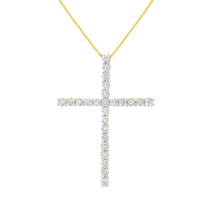 .925 Sterling Silver 2 1/2 cttw Diamond Cross Pendant Necklace (H-I, I2-I3) by Bids.com
