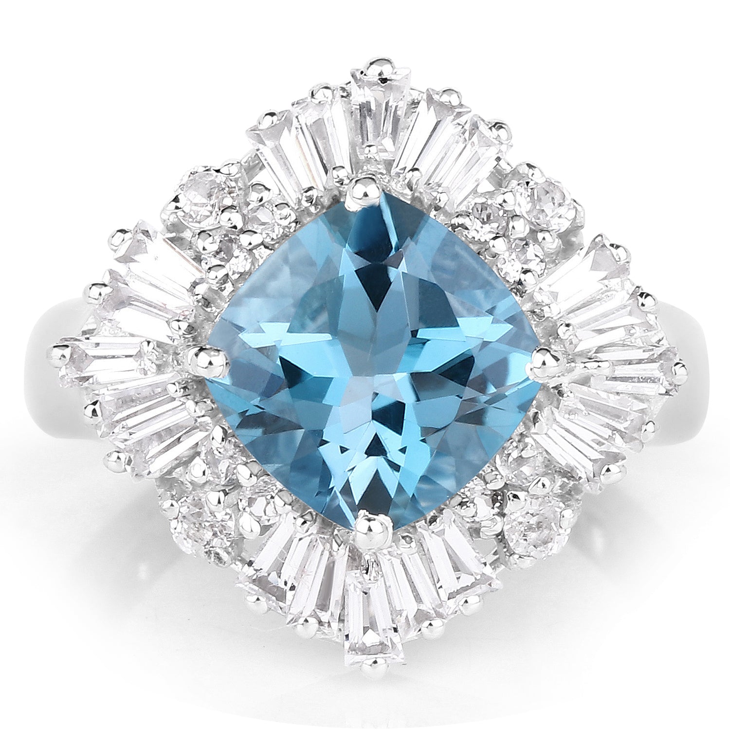5.19 Carat Genuine London Blue Topaz &amp; White Topaz .925 Sterling Silver Ring by Bids.com