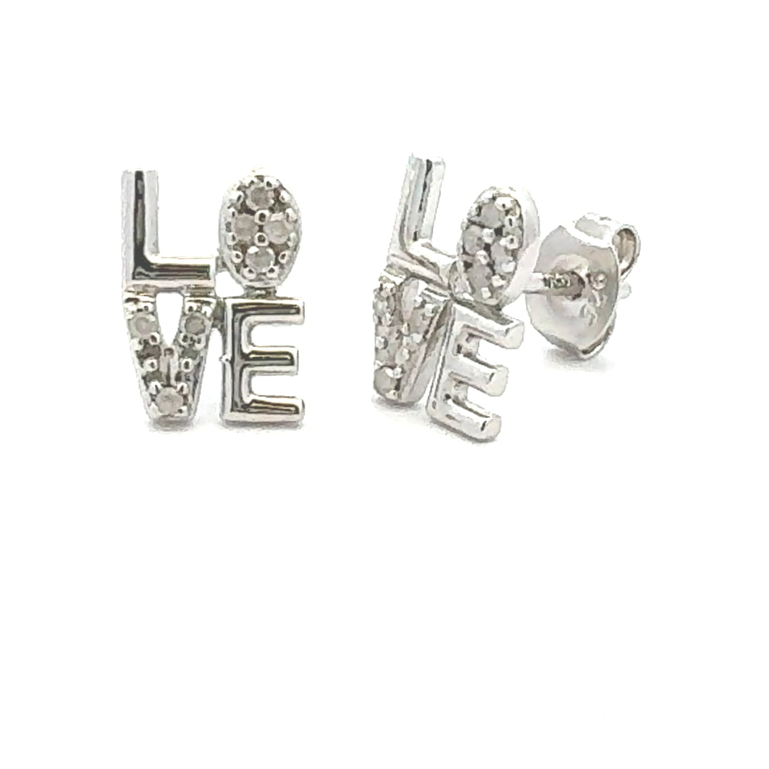 Genuine .03ct Diamond Earrings Sterling Silver by Bids.com
