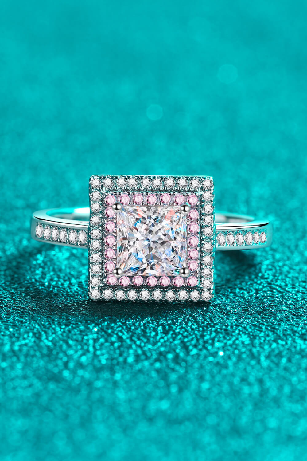 Stay Elegant 1 Carat Two-Tone Pink Princess-Cut Sparkala™ Ring (Platinum Over Pure Sterling Silver) - DestGlow
