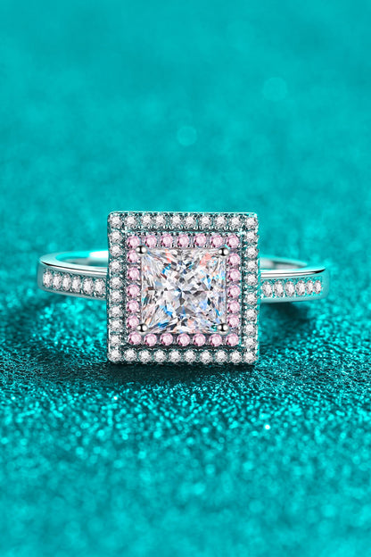 Stay Elegant 1 Carat Two-Tone Pink Princess-Cut Sparkala™ Ring (Platinum Over Pure Sterling Silver) - DestGlow