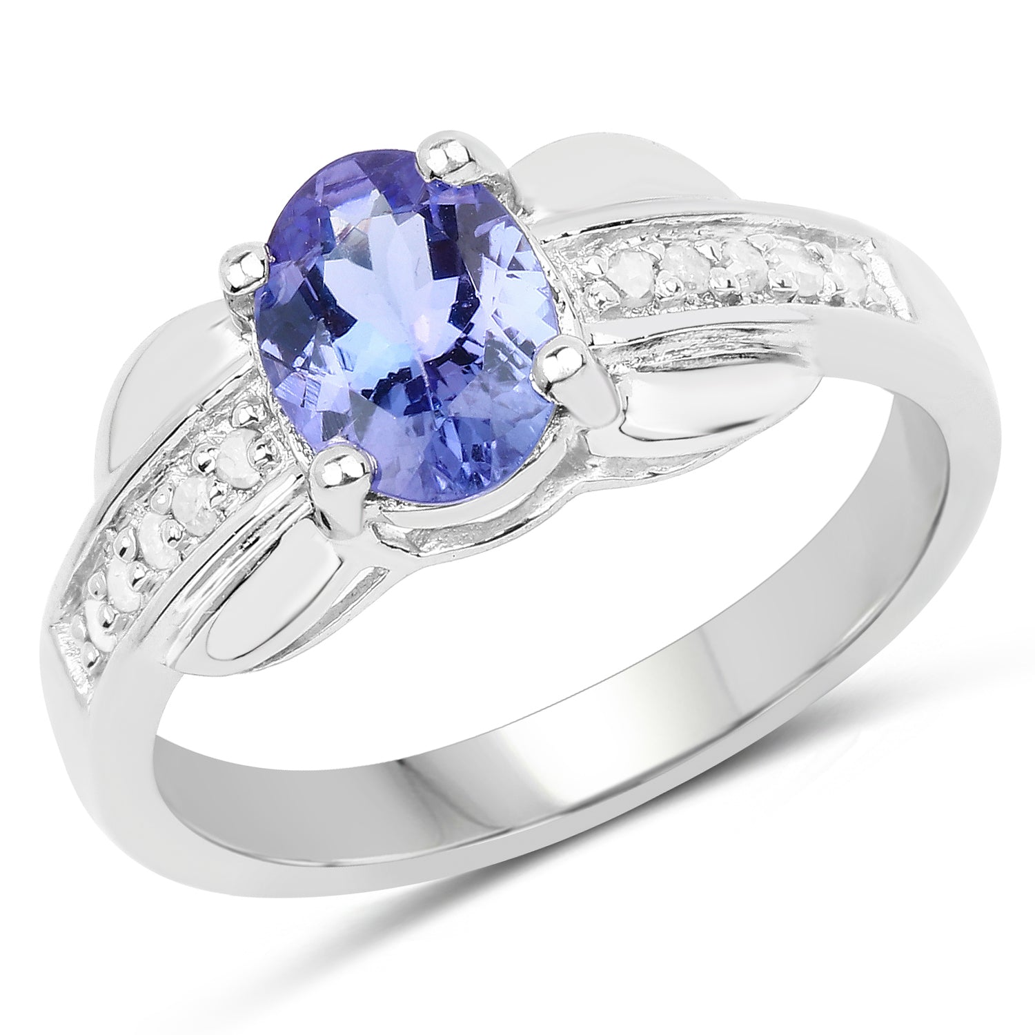 1.27 Carat Genuine Tanzanite and White Diamond .925 Sterling Silver Ring by Bids.com