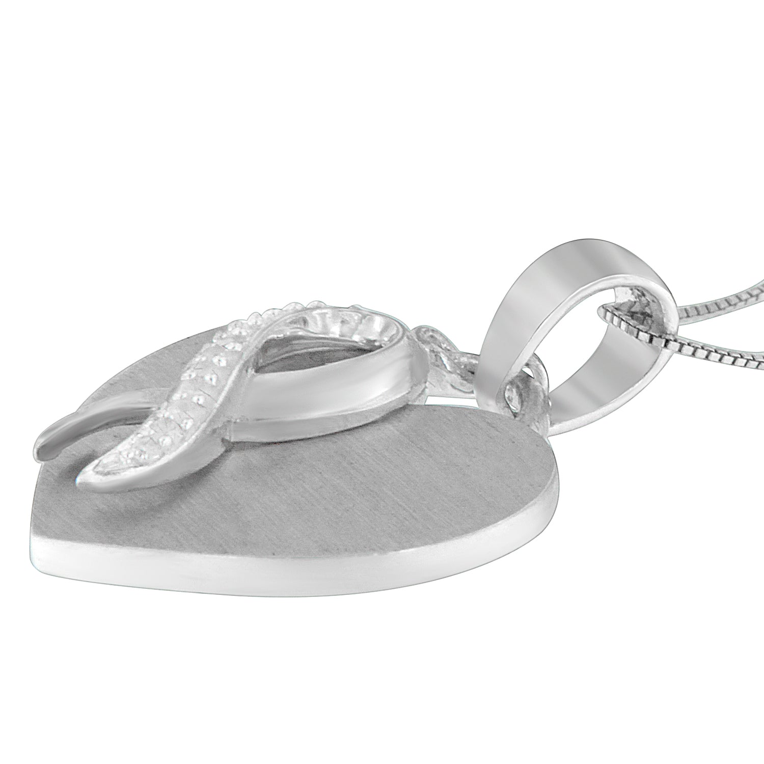 .925 Sterling Silver 1/10 cttw Diamond Heart Pendant Necklace (H-I, I1-I2) by Bids.com