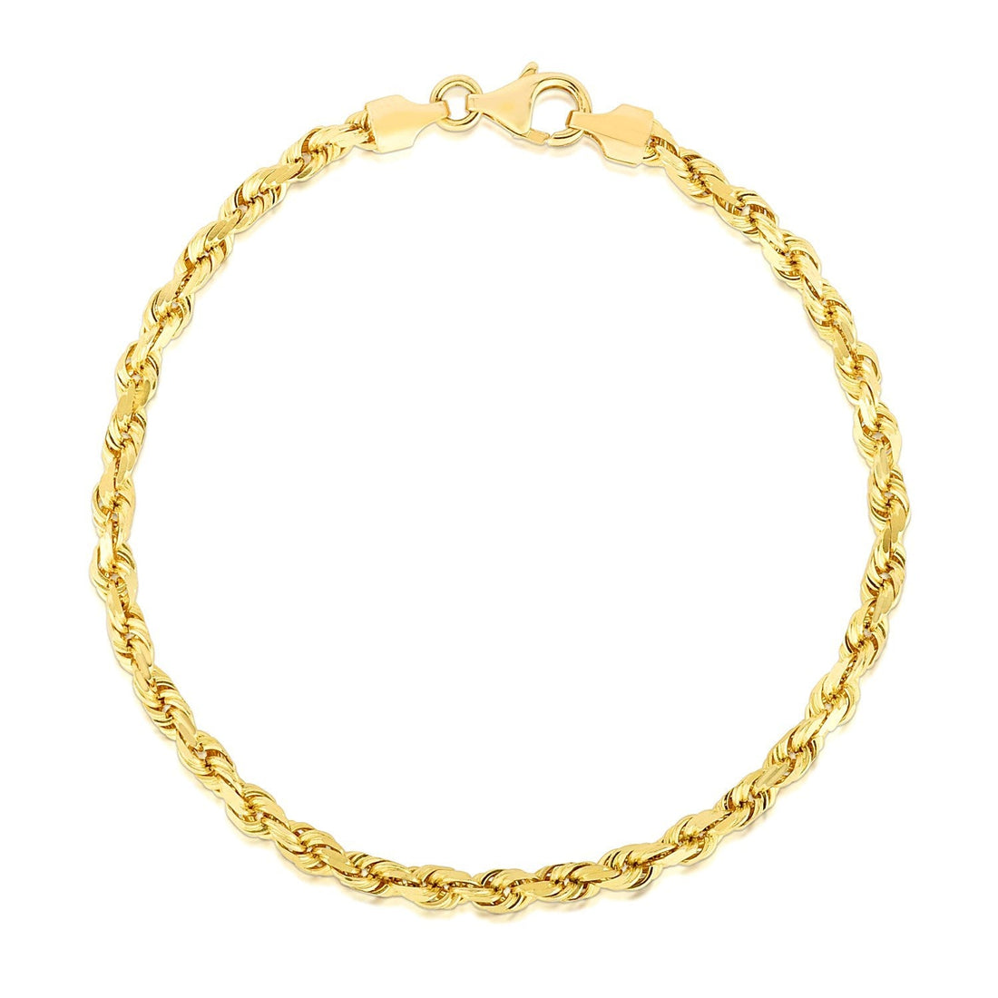 4.0mm 14k Yellow Gold Solid Diamond Cut Rope Bracelet by Bids.com