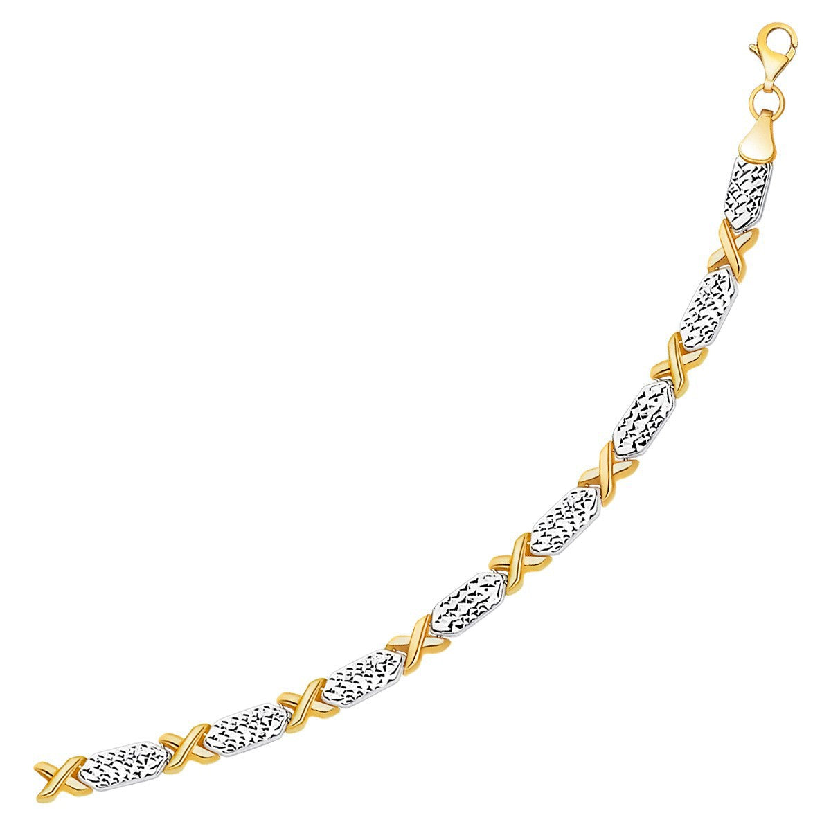 14k Two-Tone Gold Fancy X Line Bracelet by Bids.com