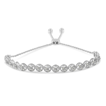 .925 Sterling Silver 1/4 cttw Round-cut Diamond Bolo Bracelet (I-J Color, I3 Clarity) by Bids.com