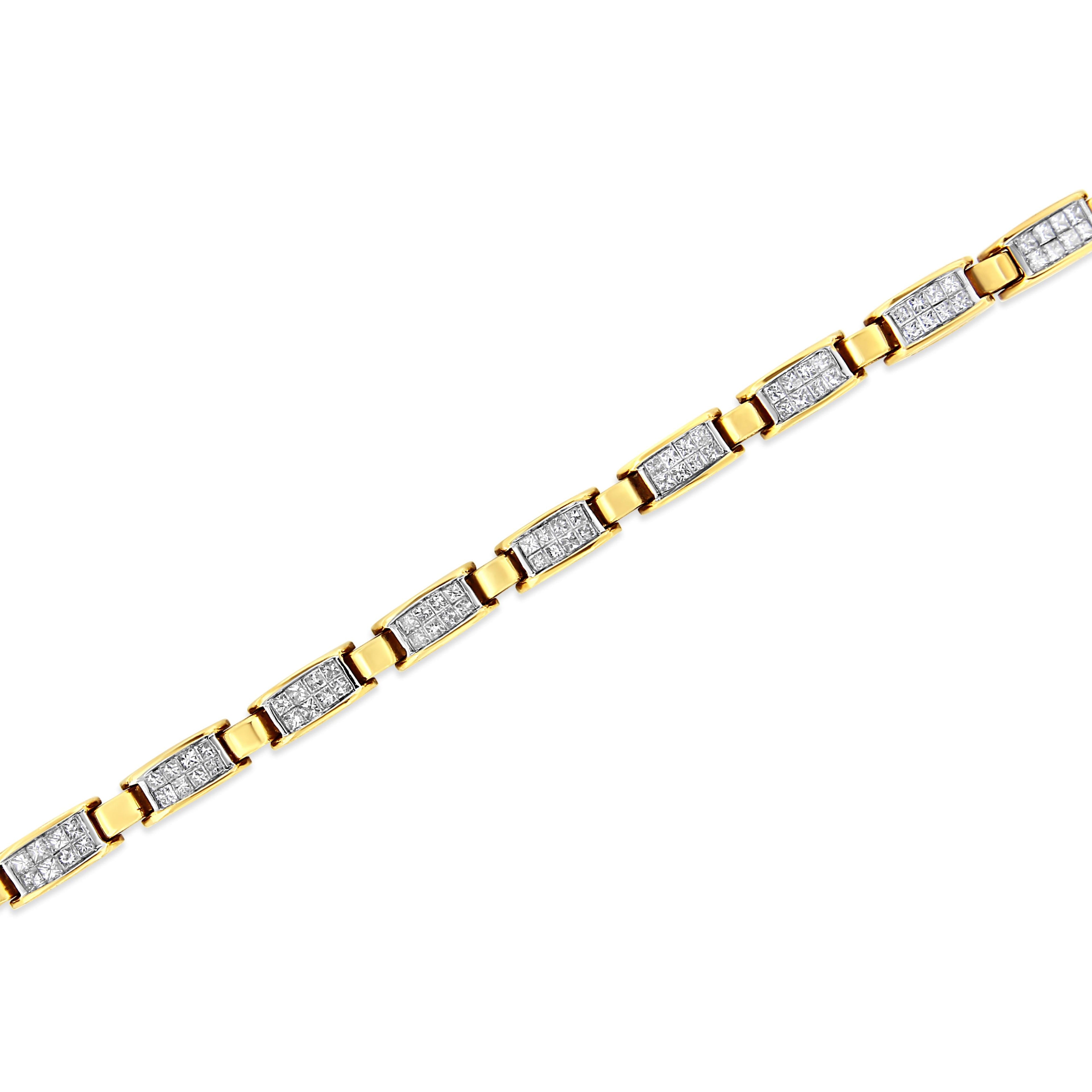 14K Yellow Gold 2 1/2 Cttw Princess-Cut Diamond Link Tennis Bracelet (H-I Color, SI2-I1 Clarity) - 7.25" by Bids.com