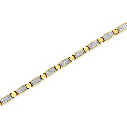 14K Yellow Gold 2 1/2 Cttw Princess-Cut Diamond Link Tennis Bracelet (H-I Color, SI2-I1 Clarity) - 7.25" by Bids.com