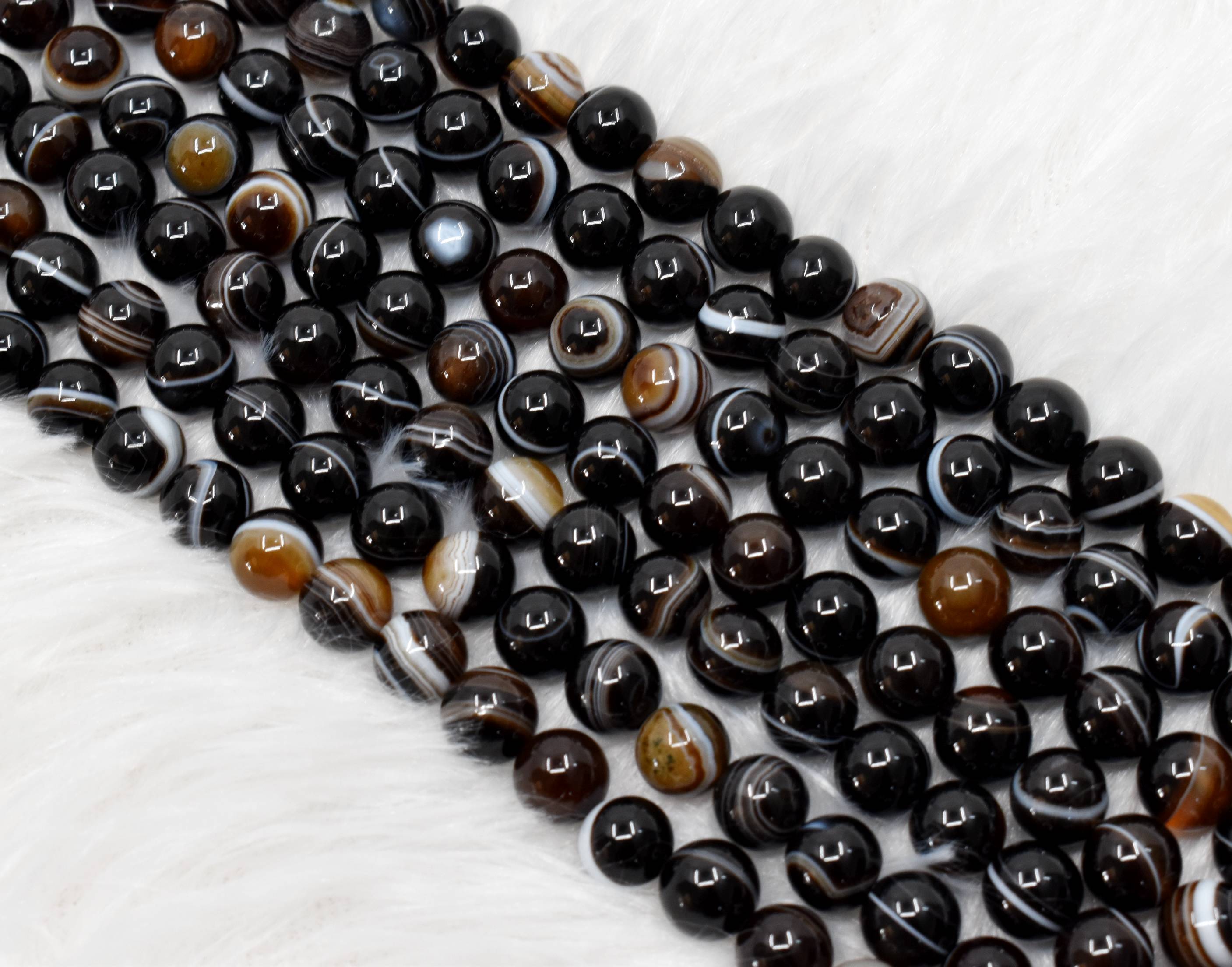 Black Eye Agate AAA Grade 6mm, 8mm, 10mm Round Beads  DestGlow