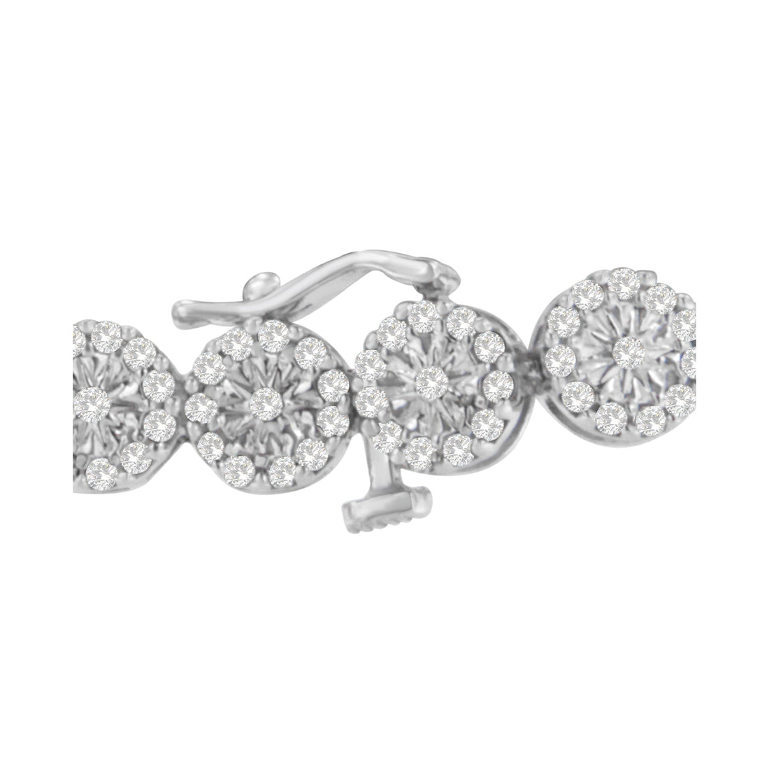 14K White Gold 2.00 Cttw Diamond Halo Link Tennis Bracelet (H-I Color, I1-I2 Clarity) - 7" Inches by Bids.com