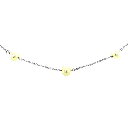 14k White Gold Necklace with White Pearls by Bids.com