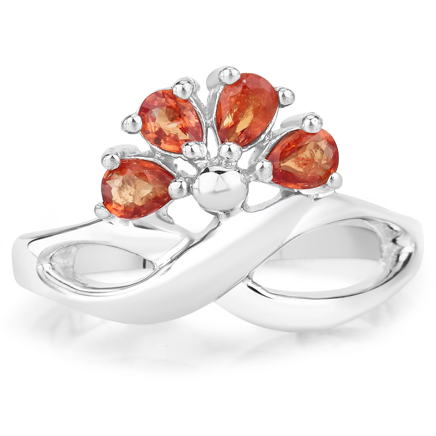 1.68 Carat Genuine Orange Sapphire .925 Sterling Silver Ring by Bids.com