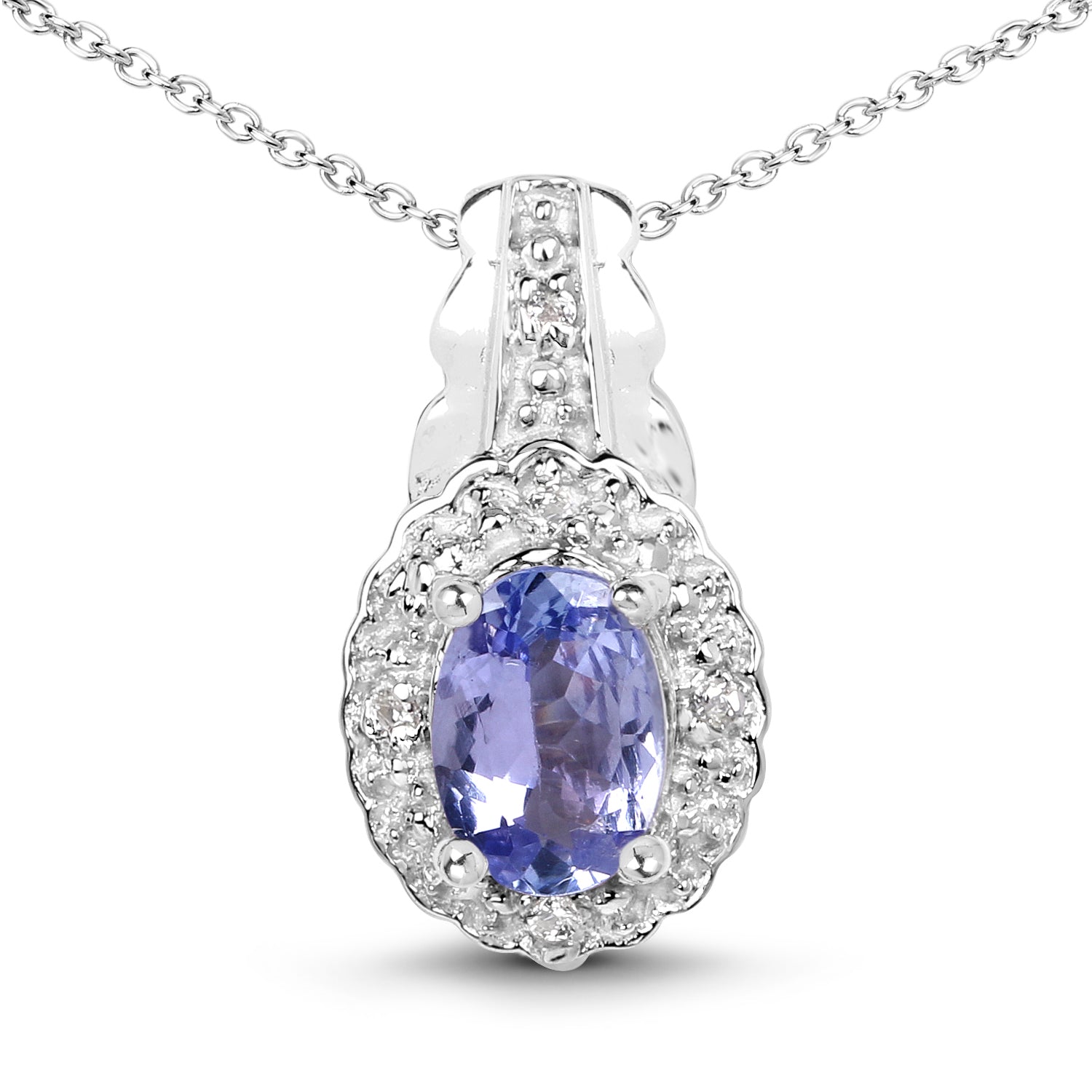 2.46 Carat Genuine Tanzanite and White Topaz .925 Sterling Silver 3 Piece Jewelry Set (Ring, Earrings, and Pendant w/ Chain) by Bids.com