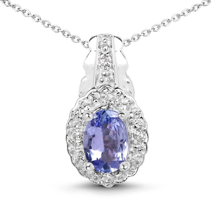 2.46 Carat Genuine Tanzanite and White Topaz .925 Sterling Silver 3 Piece Jewelry Set (Ring, Earrings, and Pendant w/ Chain) by Bids.com