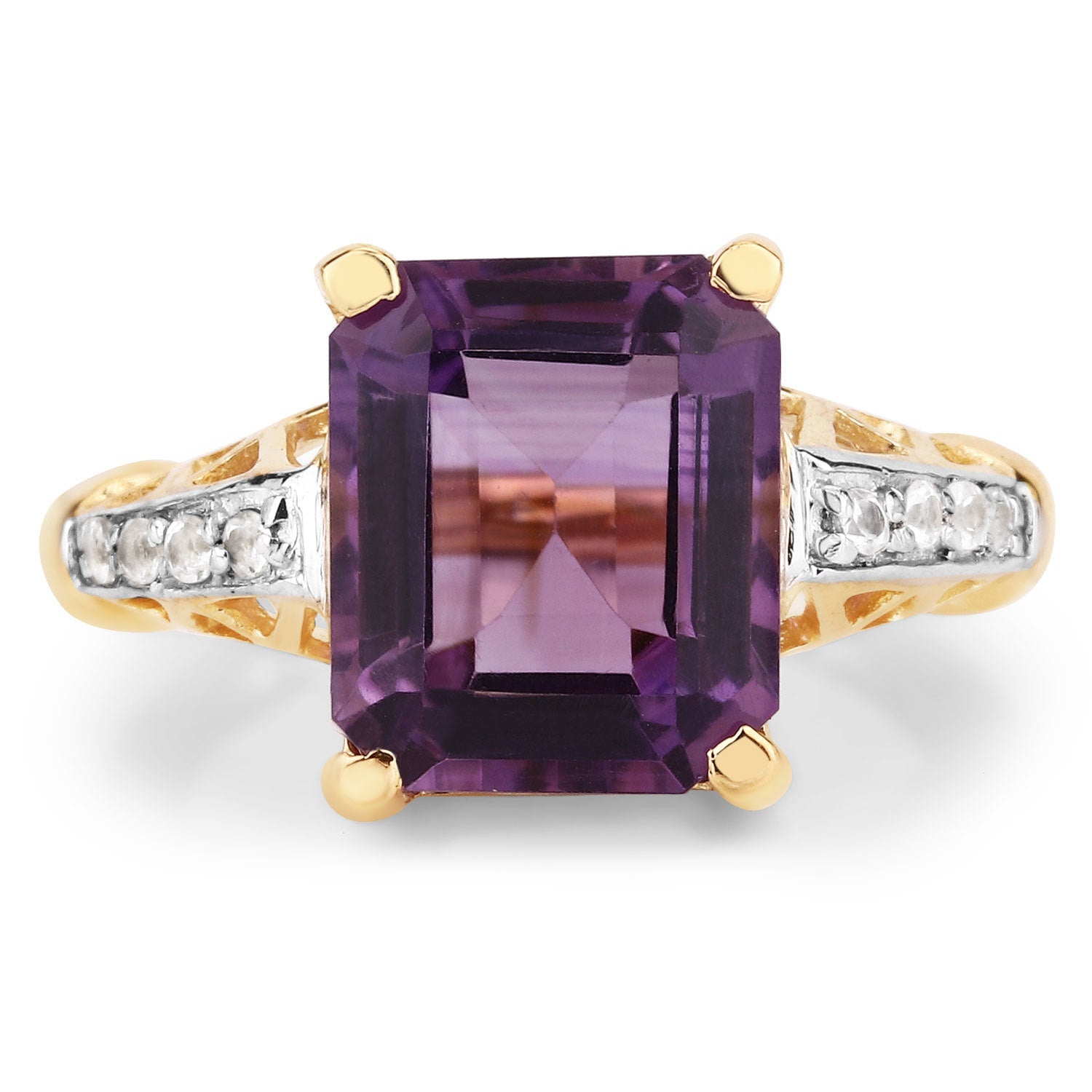 4.83 Carat Genuine Amethyst and White Topaz .925 Sterling Silver Ring by Bids.com