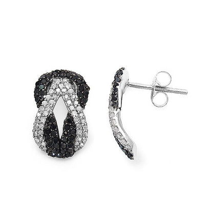 1.05 Carat Genuine Black Diamond &amp; White Diamond .925 Sterling Silver Earrings by Bids.com