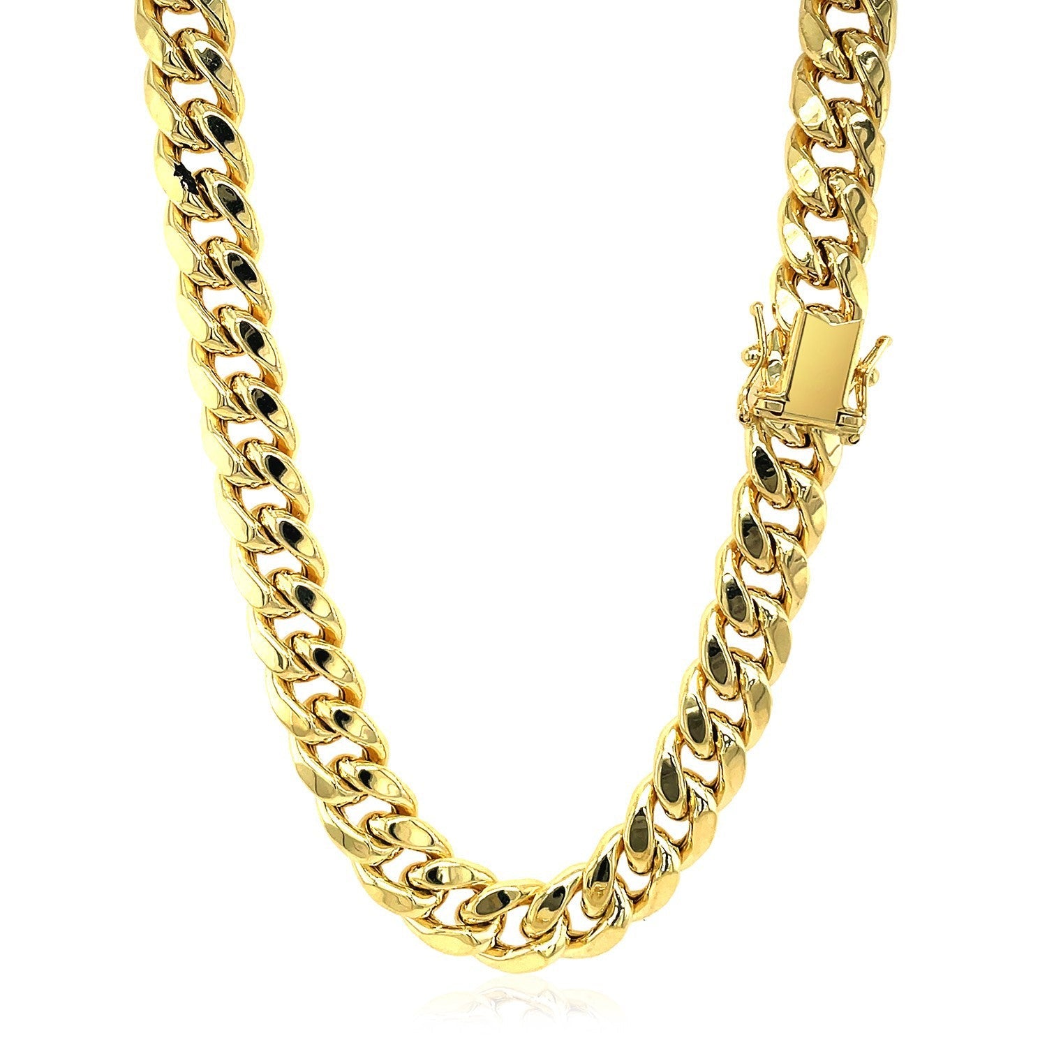 9.0mm 14k Yellow Gold Semi Solid Miami Cuban Chain by Bids.com