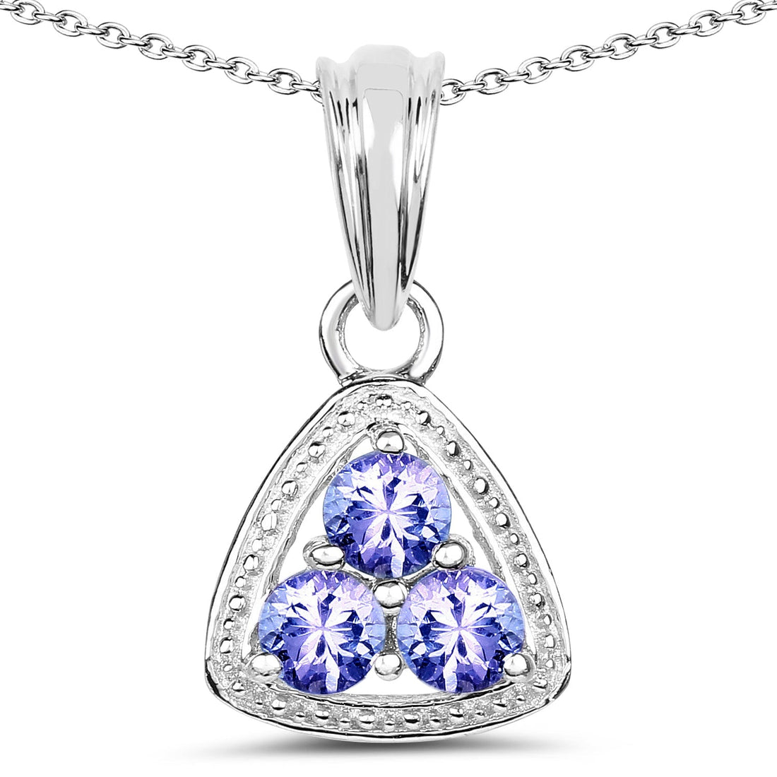 0.69 Carat Genuine Tanzanite .925 Sterling Silver Pendant  DestGlow