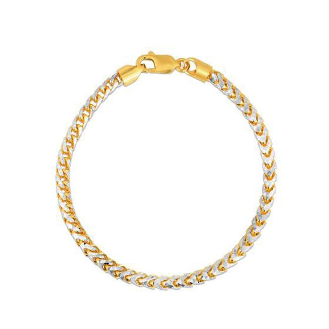 Round Pave Franco Chain Bracelet in 14k Yellow Gold  (4.00 mm)  DestGlow
