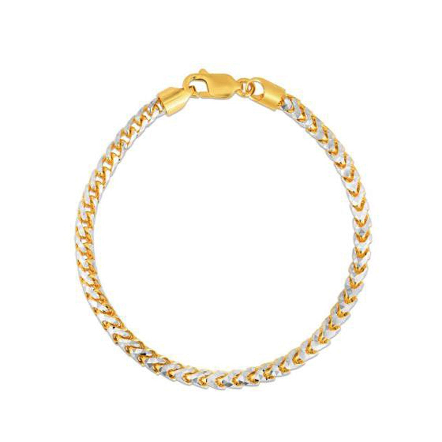 Round Pave Franco Chain Bracelet in 14k Yellow Gold  (4.00 mm)  DestGlow