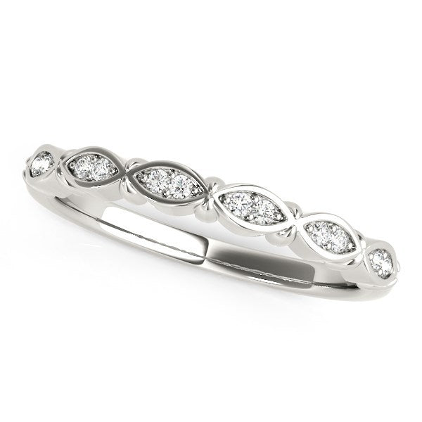 14k White Gold Unique Infinity Design Diamond Wedding Band (1/10 cttw) by Bids.com