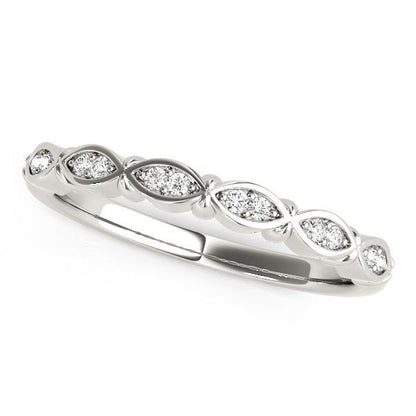 14k White Gold Unique Infinity Design Diamond Wedding Band (1/10 cttw) by Bids.com
