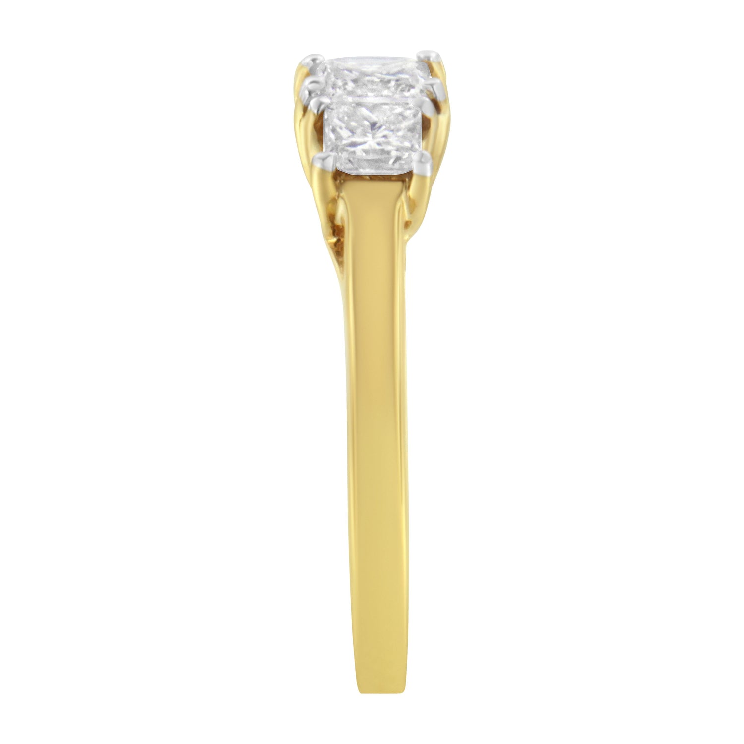 10K Yellow Gold Princess-Cut Diamond Three Stone Band Ring (1 Cttw, J-K Color, I1-I2 Clarity) - Size 6 by Bids.com