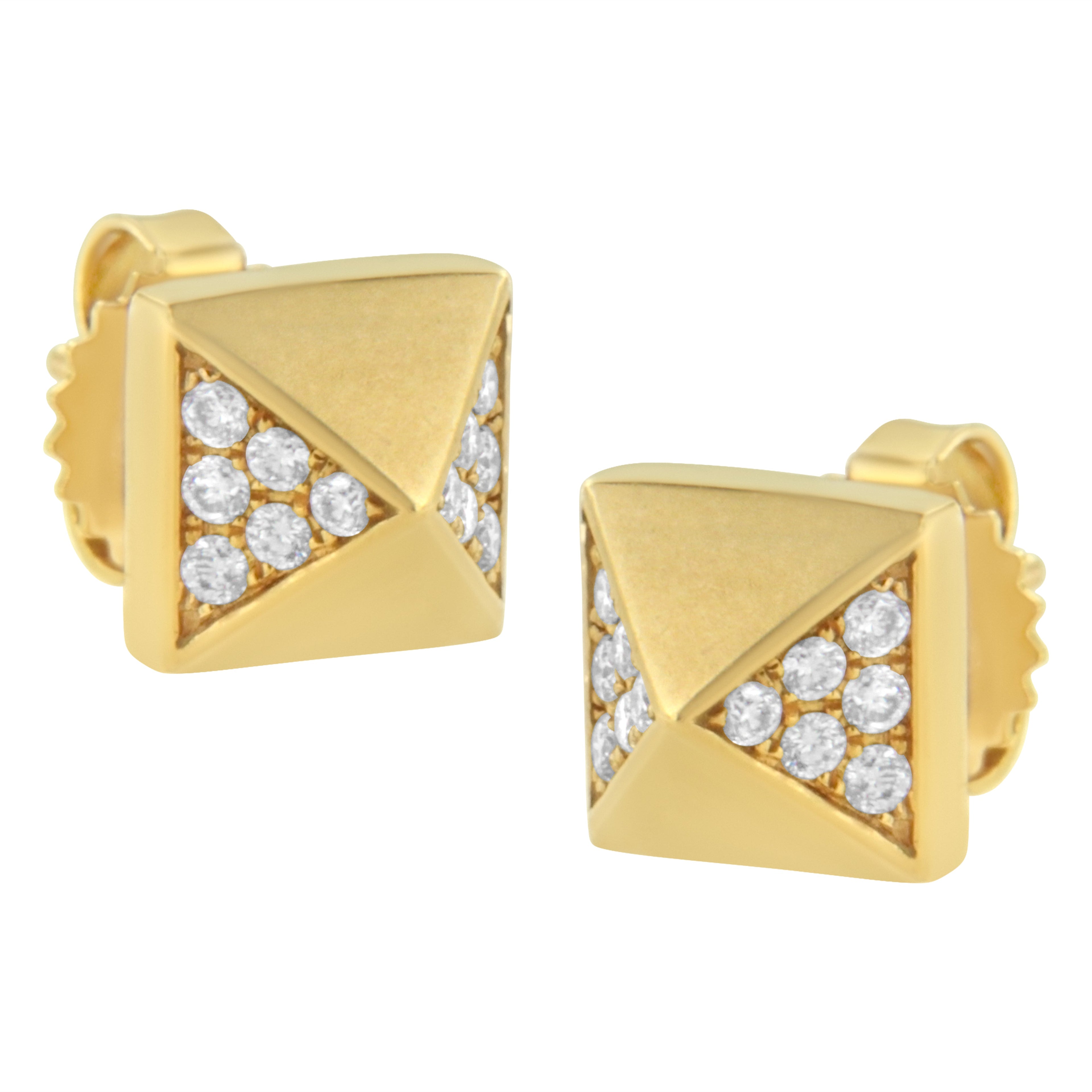 14K Yellow Gold 1/4 Cttw Diamond Pyramid Stud Earring (G-H Color, SI1-SI2 Clarity) by Bids.com