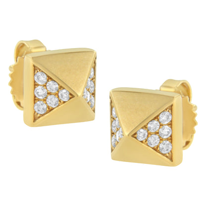 14K Yellow Gold 1/4 Cttw Diamond Pyramid Stud Earring (G-H Color, SI1-SI2 Clarity) by Bids.com