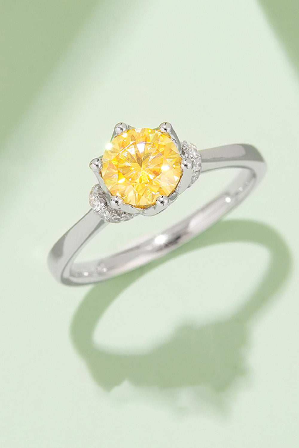 1 Carat Round Brilliant Round Cut Sparkala™ Contrast Platinum Over Pure Sterling Silver Ring (Pink, Yellow, or Aqua) - DestGlow